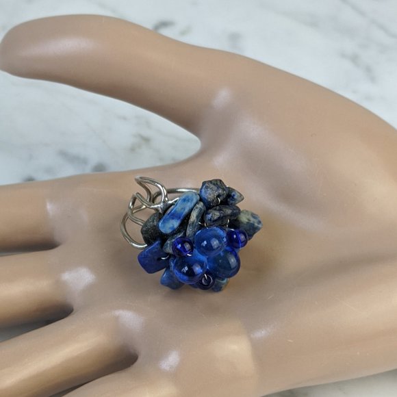 BLUE STONE Nugget Cluster Adjustable Ring - Picture 5 of 12